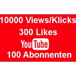 YOUTUBE PAKET 10000 KLICKS + 300 LIKES + 100 ABONNENTEN