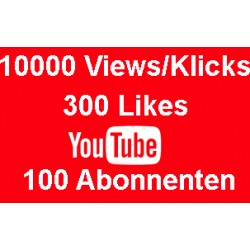 YOUTUBE PAKET 10000 KLICKS + 300 LIKES + 100 ABONNENTEN