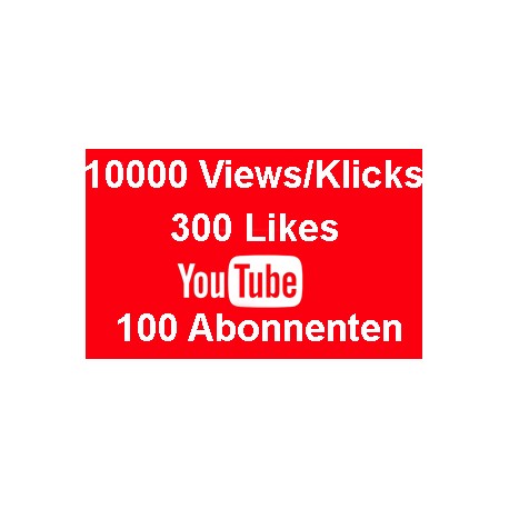 YOUTUBE PAKET 10000 KLICKS + 300 LIKES + 100 ABONNENTEN