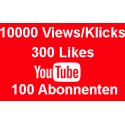YOUTUBE PAKET 10000 KLICKS + 300 LIKES + 100 ABONNENTEN
