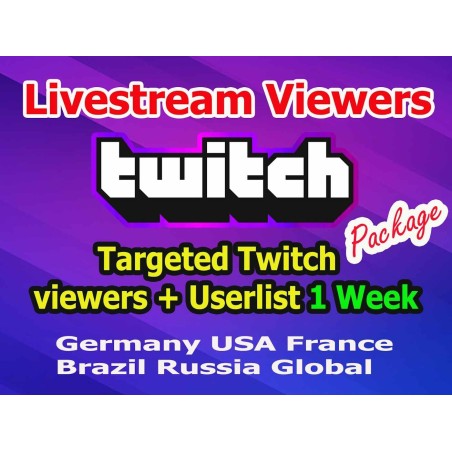 Buy Targeted Twitch Live viewers Week