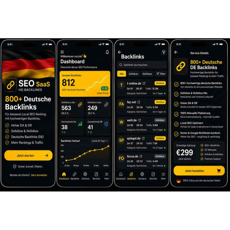 Más de 800 backlinks alemanes para mejorar el ranking SEO local.